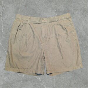 Haggar Mens Khaki Shorts Tan‎ Pleat Front Size 40 (38W) EUC Heavy Canvas Hiking